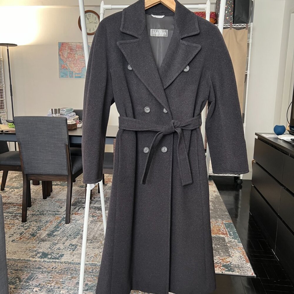 MaxMara Dark Grey Coat w/ Belt